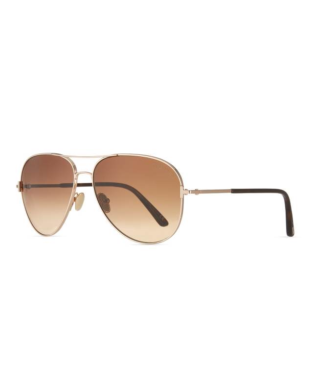 Clark Metal Aviator Sunglasses, Brown/Gold